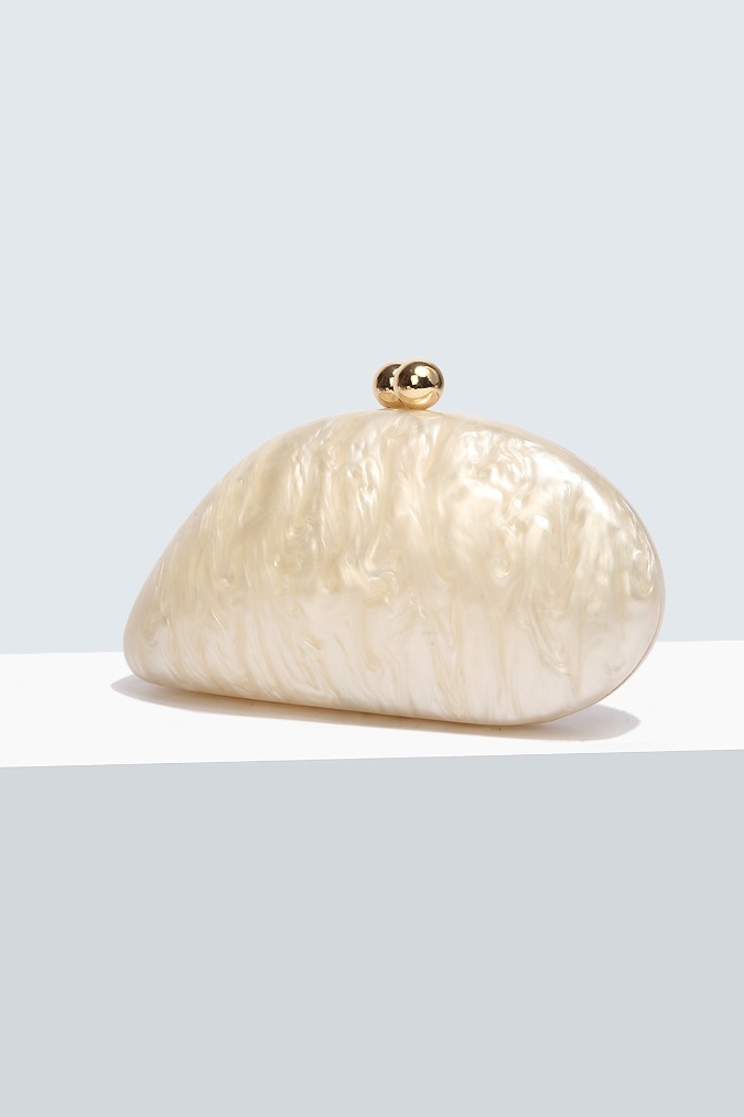 Imitation Pearl Buckle Handbag with Evening Chain Bag