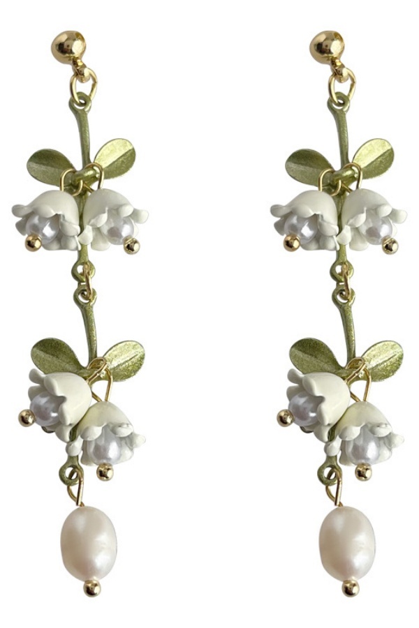 Clip-On Lily of the Valley Bridal Earrings Non-Pierced Earrings for Wedding