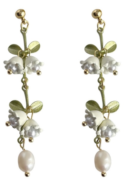 Clip-On Lily of the Valley Bridal Earrings Non-Pierced Earrings for Wedding