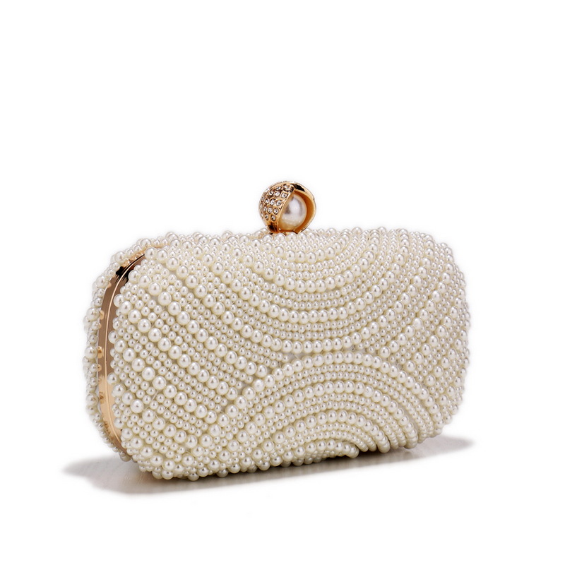 Imitation Pearl Diamond-Studded Party Bag Shiny Chain Handbag