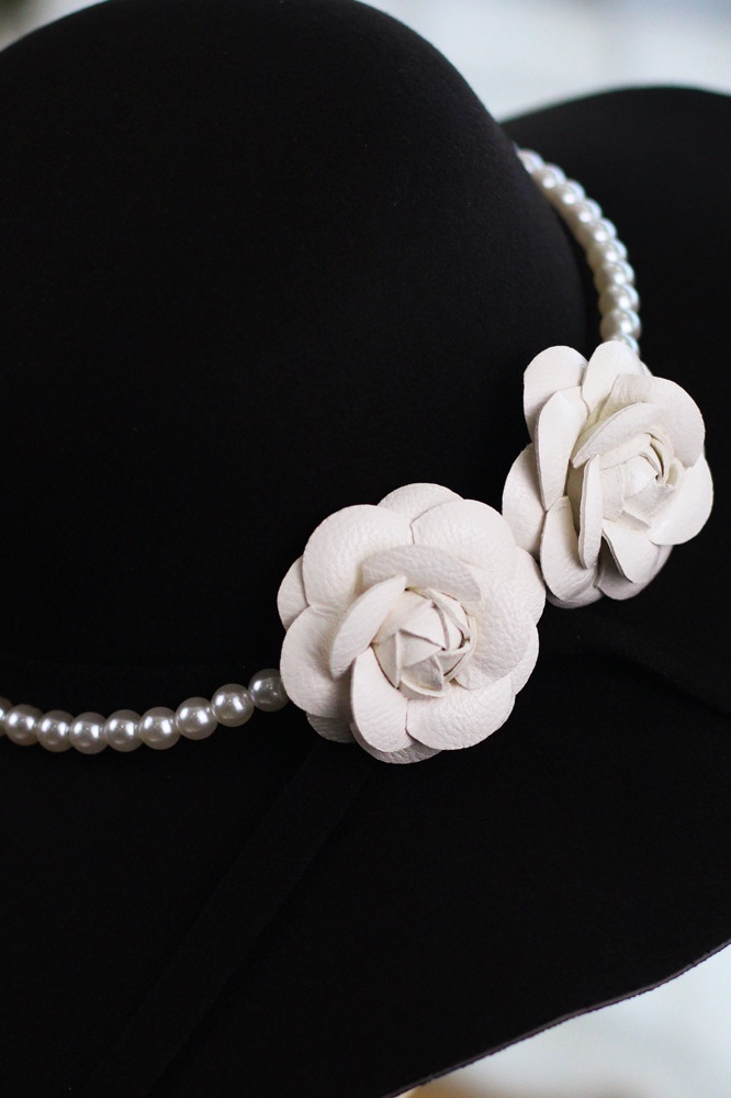 Audrey Hepburn Hat Bridal Wedding Sun Hat with Imitation Pearl flower