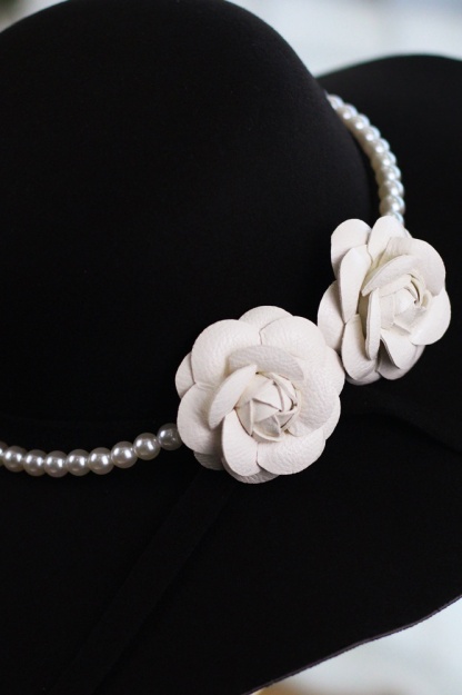 Audrey Hepburn Hat Bridal Wedding Sun Hat with Imitation Pearl flower