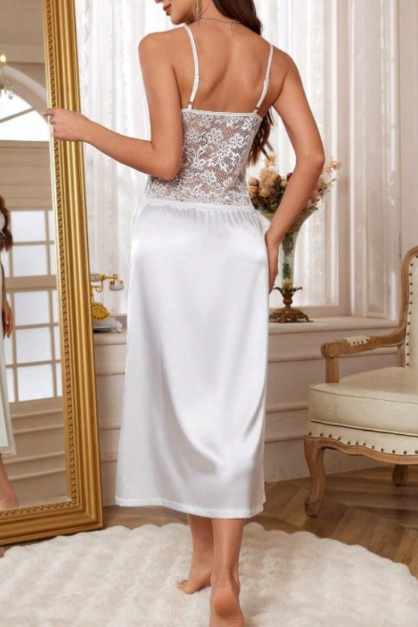 Bridal Pajama Set Robe White V Neck Lace Feather Robes Gown