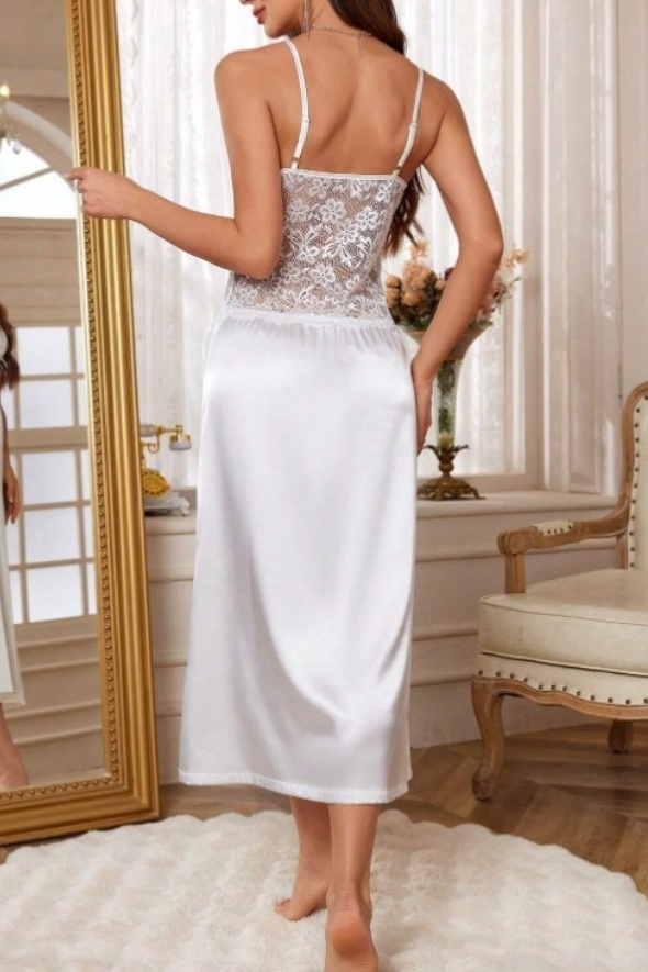 Bridal Pajama Set Robe White V Neck Lace Feather Robes Gown