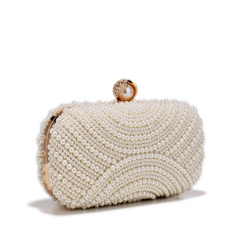 Imitation Pearl Diamond-Studded Party Bag Shiny Chain Handbag