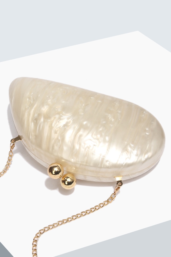 Imitation Pearl Buckle Handbag with Evening Chain Bag