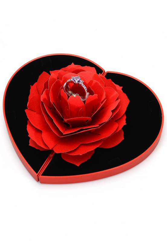 Engagement Ring Box Ring Rose Box Surprise Jewelry Storage Holder 