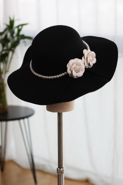 Audrey Hepburn Hat Bridal Wedding Sun Hat with Imitation Pearl flower