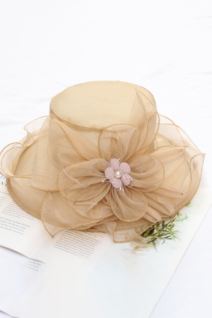 Women's Organza Church Derby Hat Bridal 3D Floral Tea Party