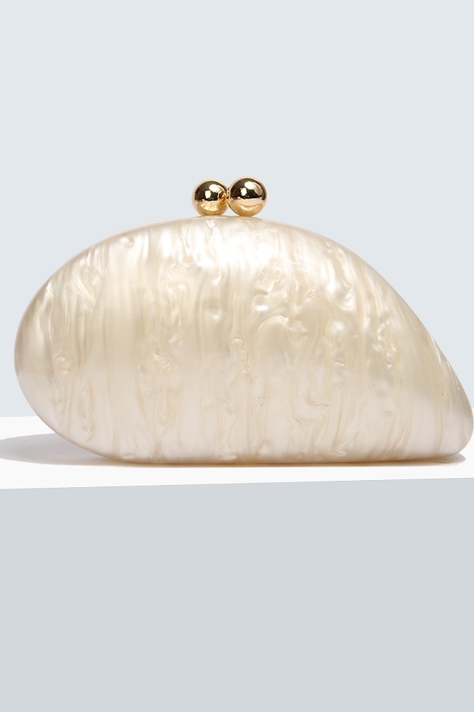 Imitation Pearl Buckle Handbag with Evening Chain Bag