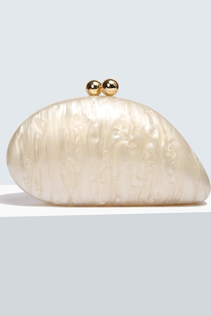 Imitation Pearl Buckle Handbag with Evening Chain Bag