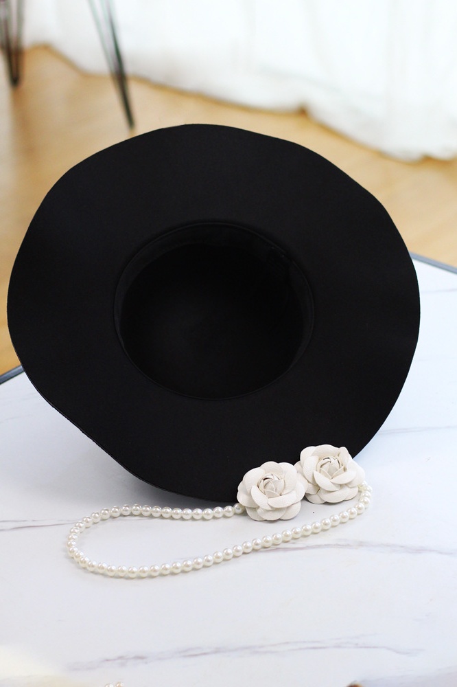 Audrey Hepburn Hat Bridal Wedding Sun Hat with Imitation Pearl flower