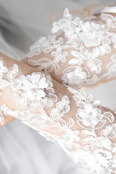 Lace Mesh Gloves Tulle Border Wedding Opera Tea Party Gloves