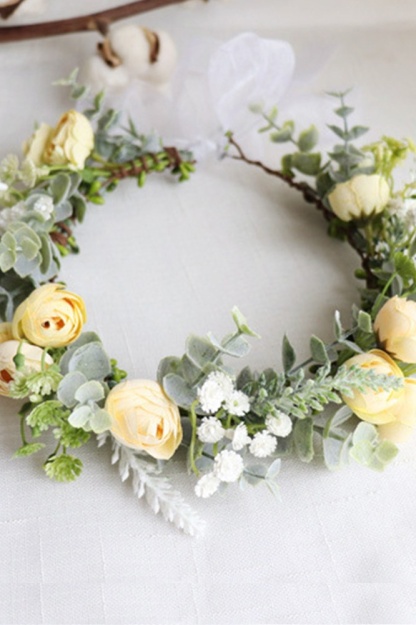Rose Flower Crown Leaves Classic Headband Fairy for Bridal 