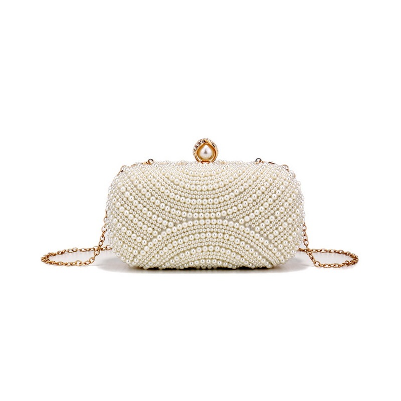 Imitation Pearl Diamond-Studded Party Bag Shiny Chain Handbag