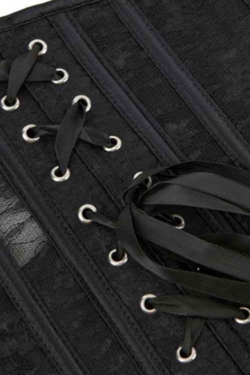 Party Shapewear Black White Corset Trim Boned 