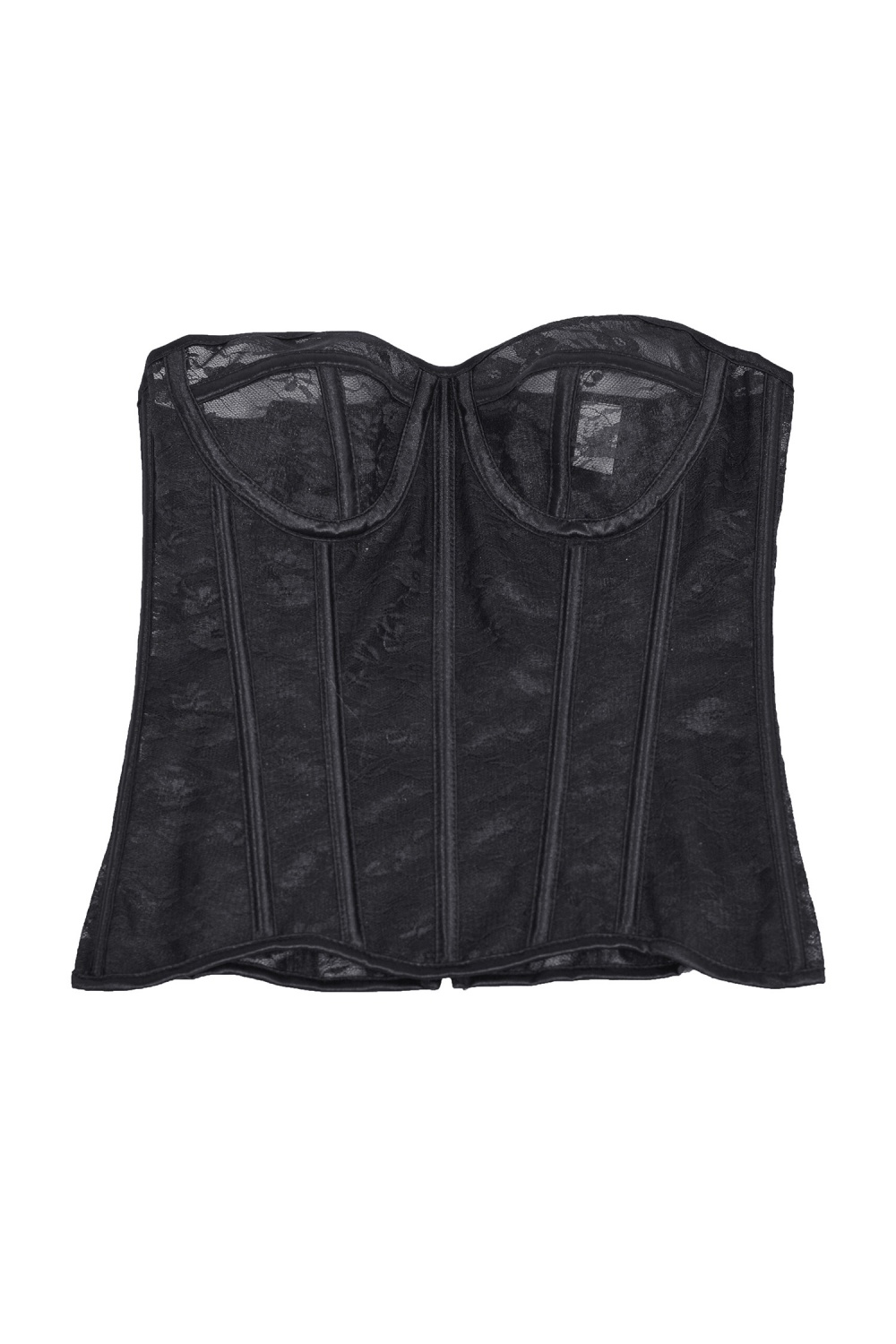 Black Strapless Boned Corset Shapewear Lace 