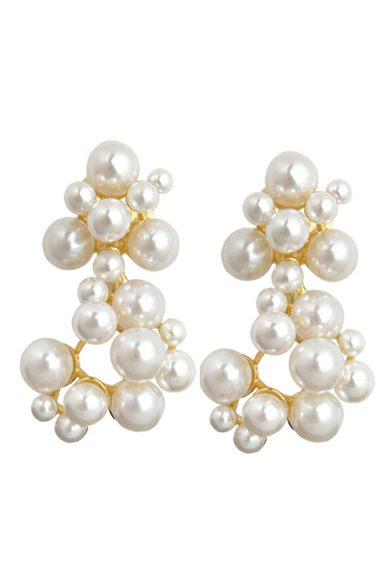 Clip-On Imitation Pearl Bridal Earrings Non-Pierced Earrings for Wedding