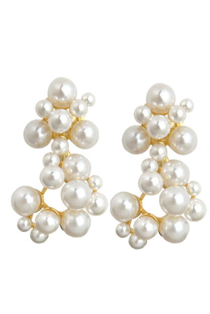 Clip-On Imitation Pearl  Bridal Earrings Non-Pierced Earrings for Wedding