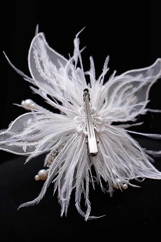 White Lace Floral Ear Cuff Earrings Elf Fairy Style for Wedding