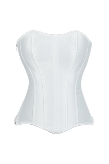 Party Satin Shapewear White Corset Trim Boned 