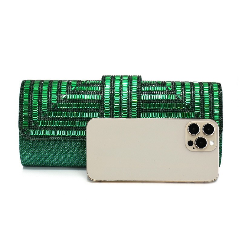 Diamond-Studded Dinner Clutch Bag Shiny Chain Handbag