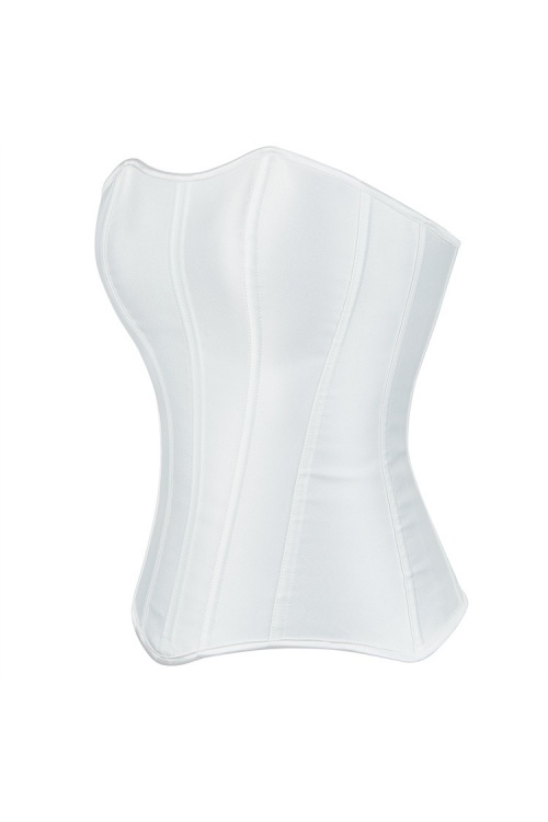 Party Satin Shapewear White Corset Trim Boned