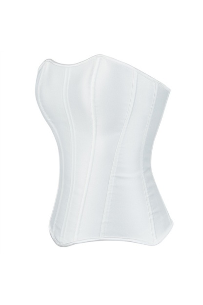 Party Satin Shapewear White Corset Trim Boned 
