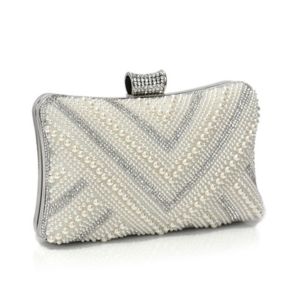 Imitation Pearl Diamond-Studded Party Bag Shiny Chain Handbag