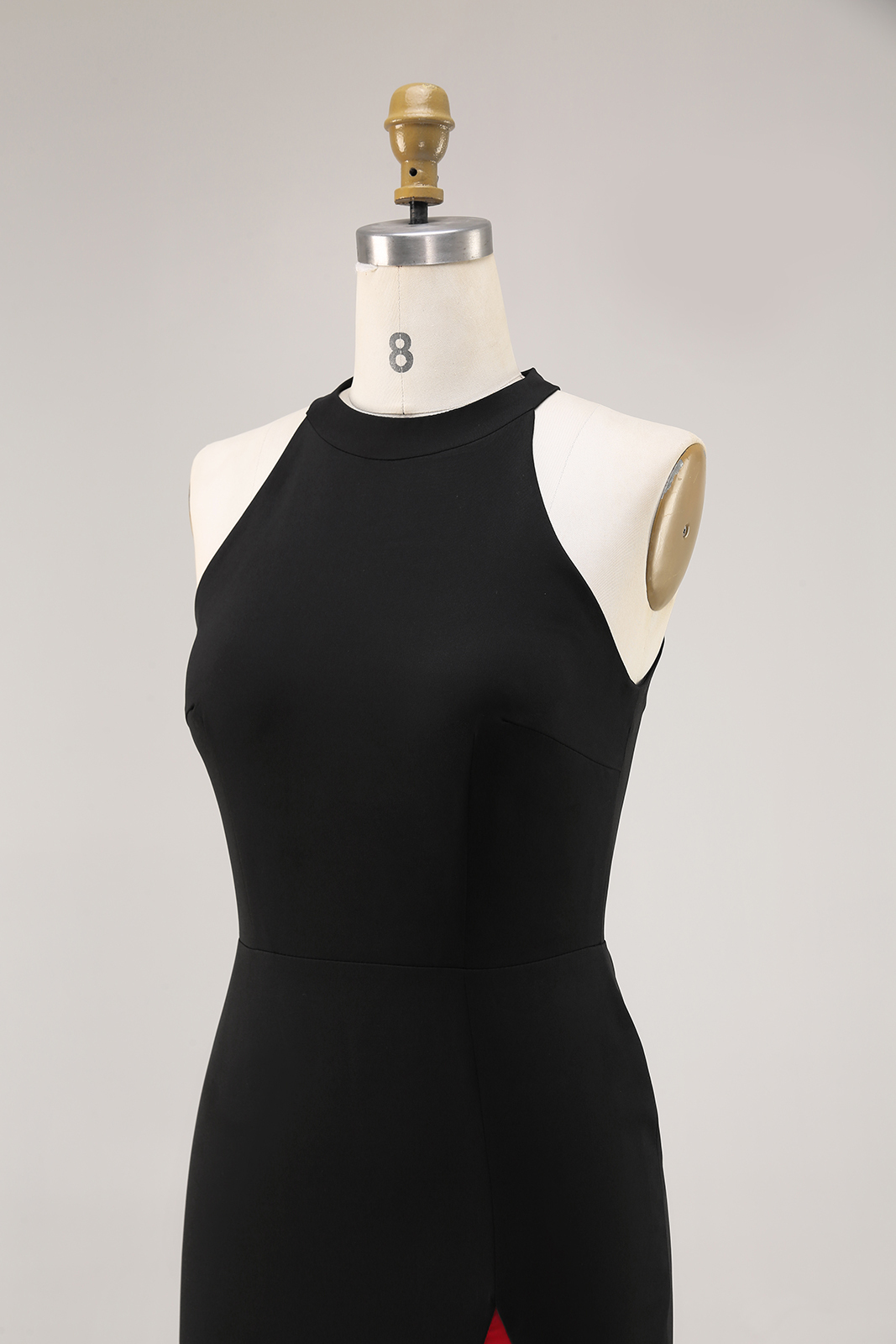 Party Halter Neck Dress Black Red Mermaid Maxi Dress