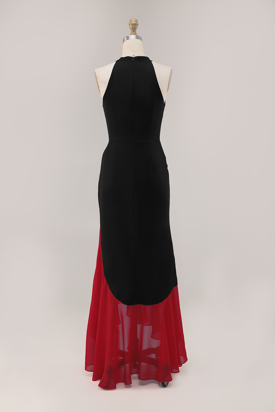 Party Halter Neck Dress Black Red Mermaid Maxi Dress