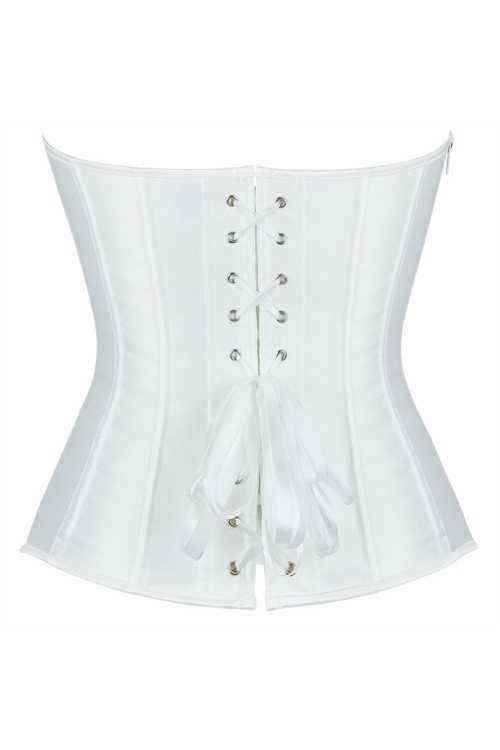 Party Satin Shapewear White Corset Trim Boned
