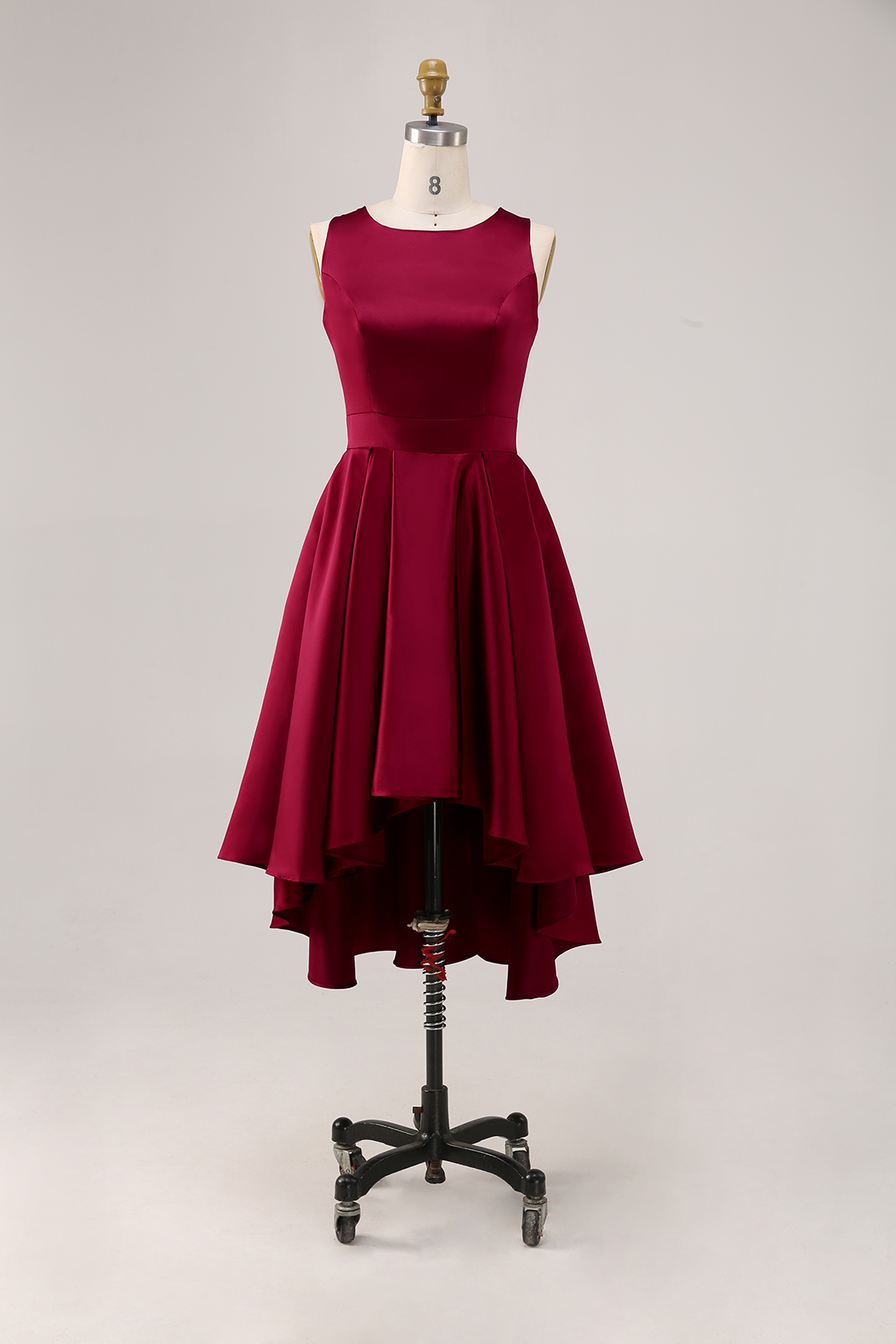 Party Cocktail  Dress Wine Red  Midi Dress Asymmetrical Hem