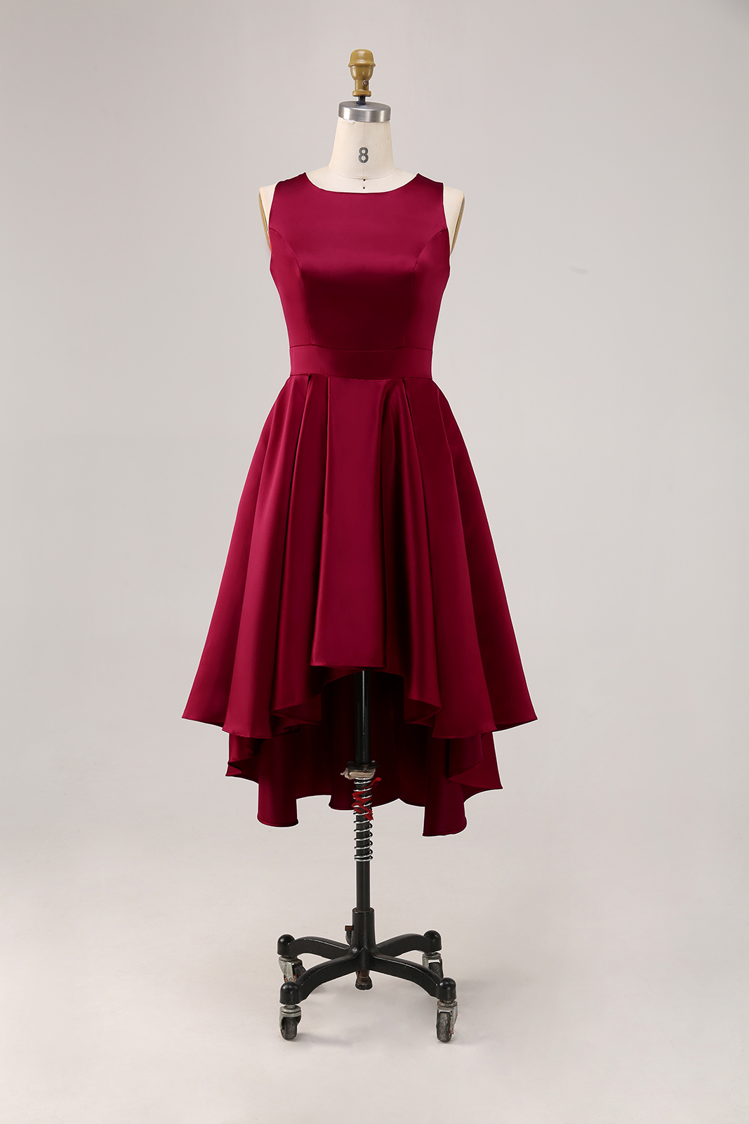 Party Cocktail  Dress Wine Red  Midi Dress Asymmetrical Hem