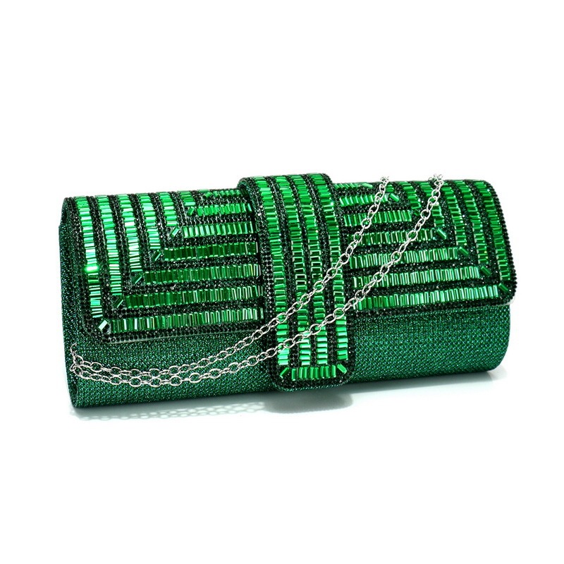 Diamond-Studded Dinner Clutch Bag Shiny Chain Handbag