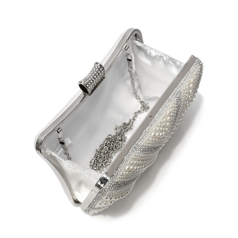 Imitation Pearl Diamond-Studded Party Bag Shiny Chain Handbag