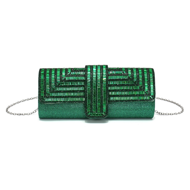 Diamond-Studded Dinner Clutch Bag Shiny Chain Handbag