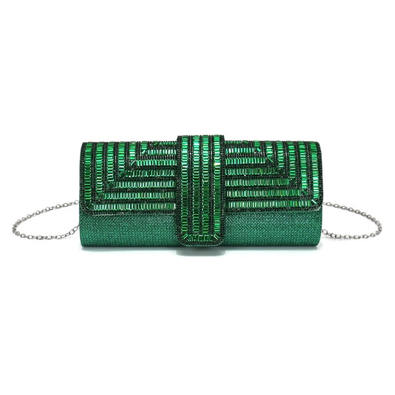 Diamond-Studded Dinner Clutch Bag Shiny Chain Handbag