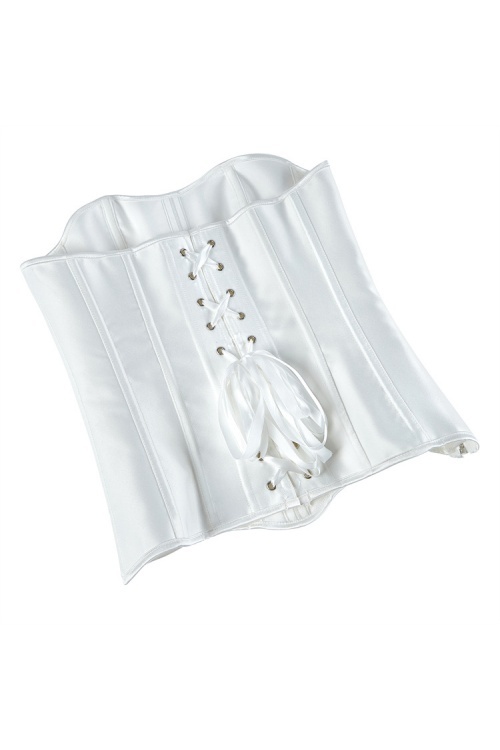 Party Satin Shapewear White Corset Trim Boned