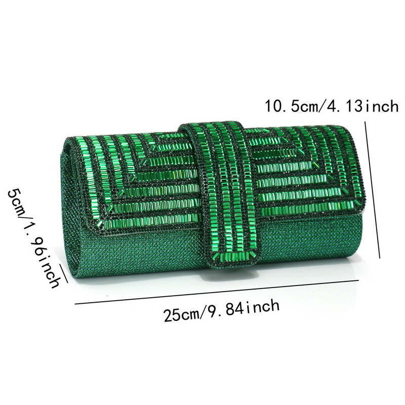 Diamond-Studded Dinner Clutch Bag Shiny Chain Handbag