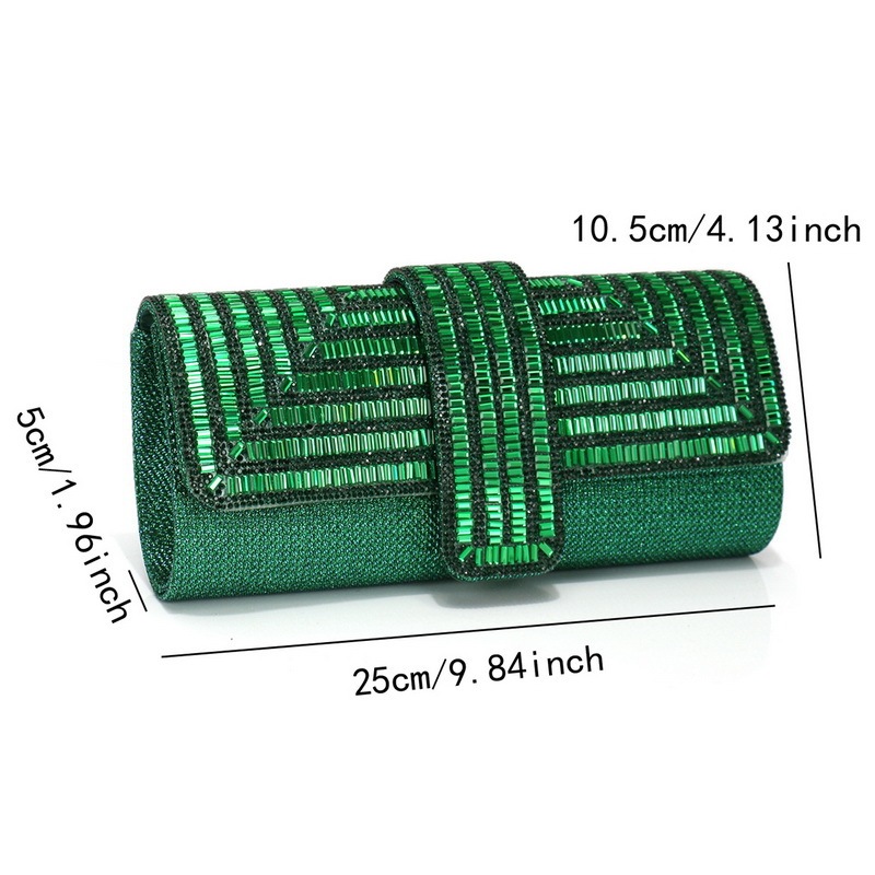 Diamond-Studded Dinner Clutch Bag Shiny Chain Handbag
