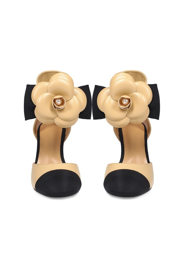 Wedding Shoes for Bride High Heel Bridal Shoes Closed Toe 3D Floral