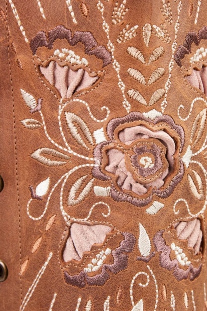 Women Low Heel Pull On Western Boots Square Toe Cowboy Cowgirl Mid Calf Boots