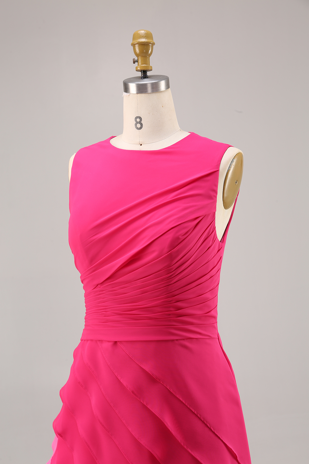 Evening Formal Gradient Dress Fuchsia Sleeveless Floor-Length Gown