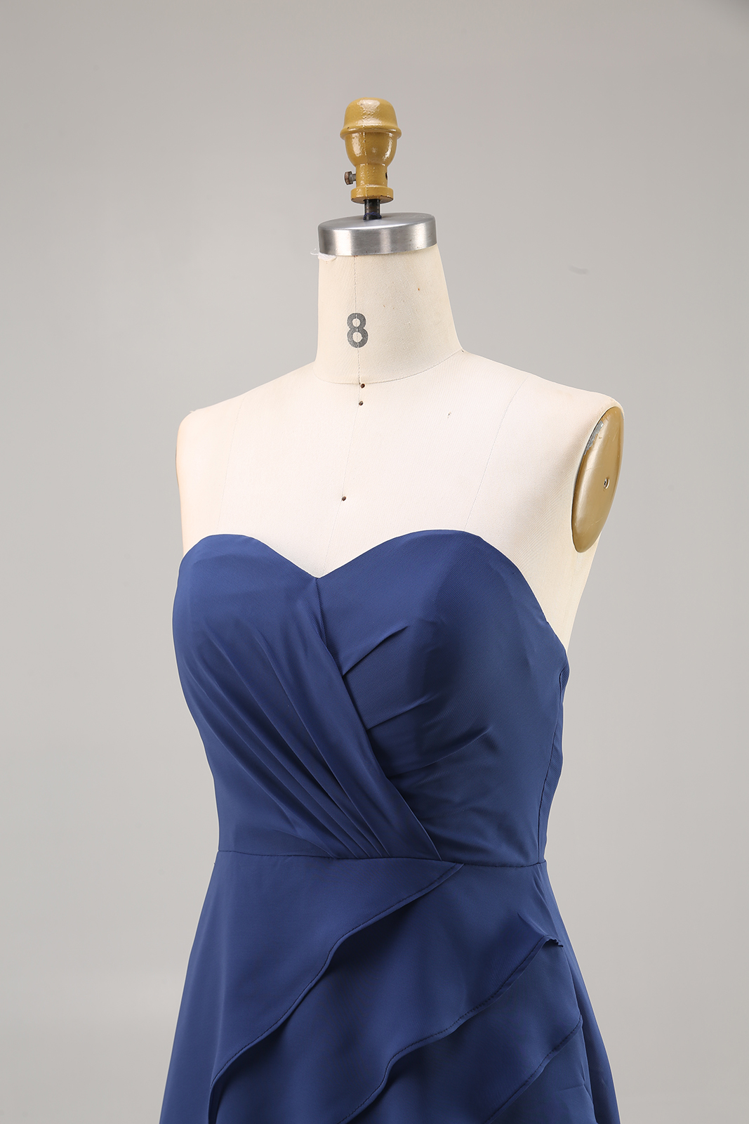 Formal Evening Dress Blue Ombre Strapless Multi-Layered Maxi Dress