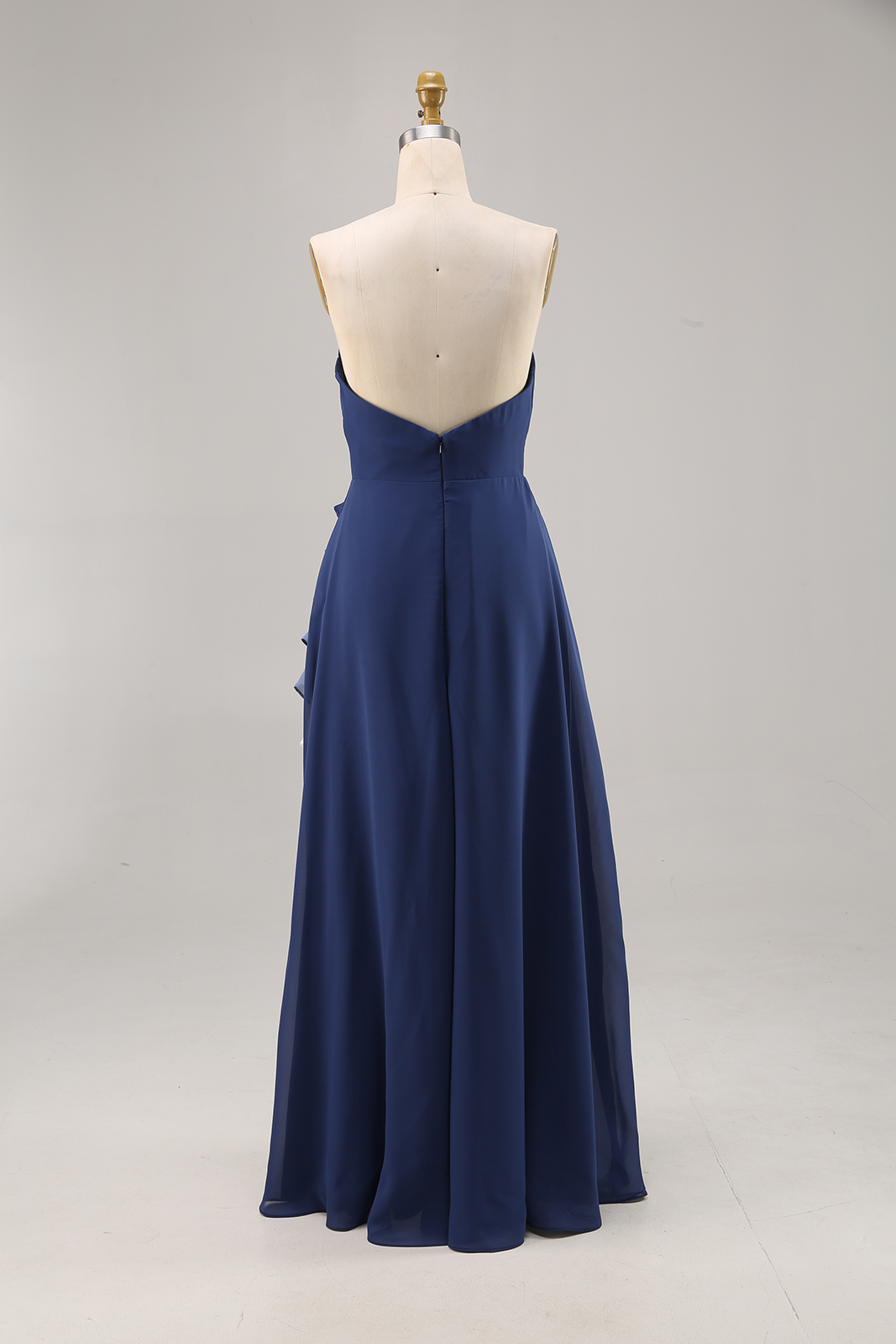 Formal Evening Dress Blue Ombre Strapless Multi-Layered Maxi Dress