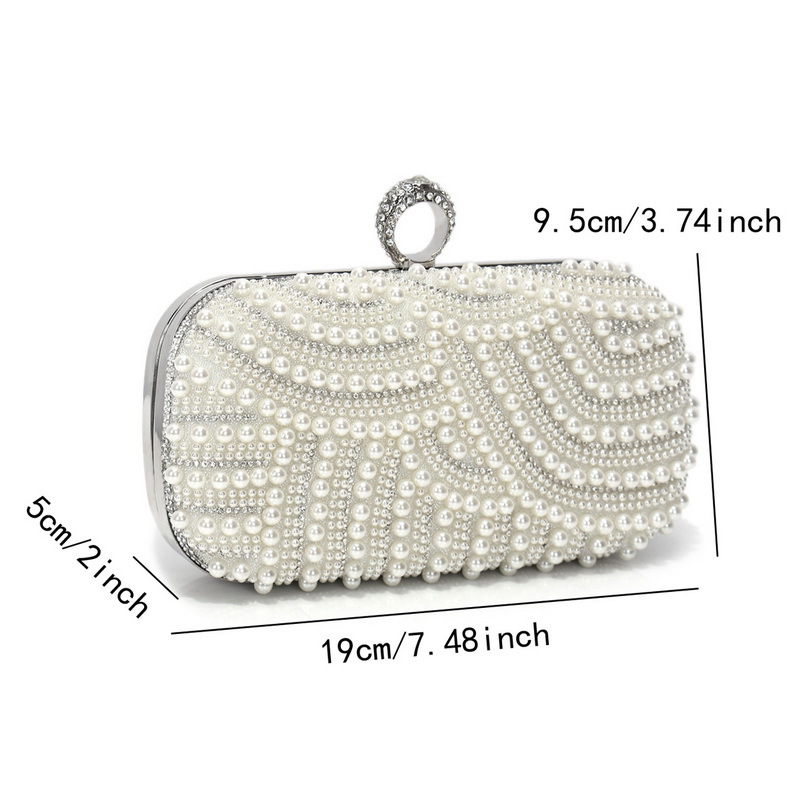 Imitation Pearl Diamond-Studded Party Bag Shiny Chain Handbag
