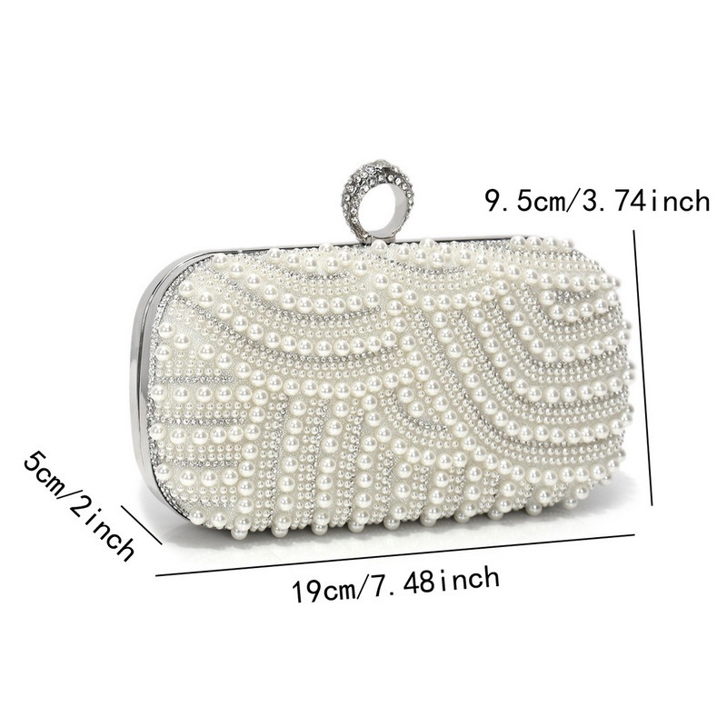 Imitation Pearl Diamond-Studded Party Bag Shiny Chain Handbag