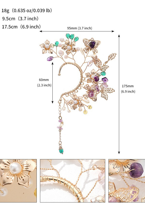 Rhinestone Silver Full Ear Cuff Earrings for Women Ear Clip Wedding Jewelry Gifts