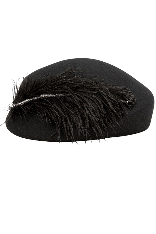Classic Wool Beret Feather Hats for Women 